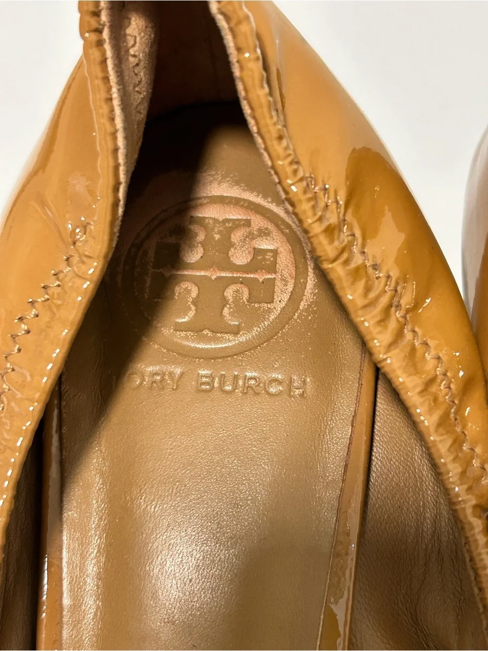 Tory Burch Eddie Ballet Wedge Tan Camel Size 11 M